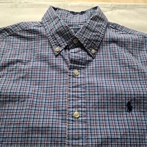 Polo Ralph Lauren Mens Classic Fit Plaid Button Down Shirt Blue Purple Medium